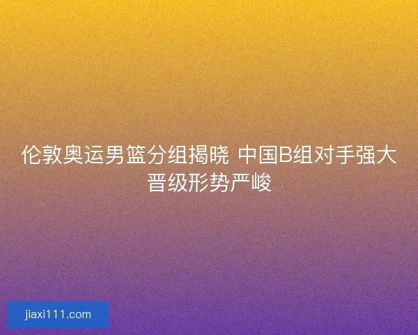伦敦奥运男篮分组揭晓 中国B组对手强大晋级形势严峻