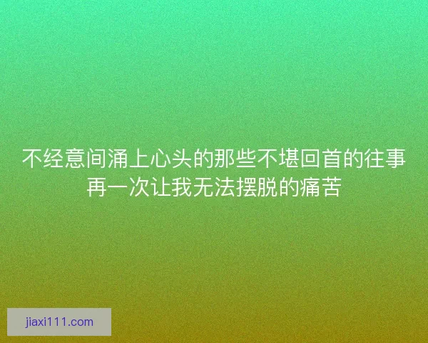 不经意间涌上心头的那些不堪回首的往事再一次让我无法摆脱的痛苦